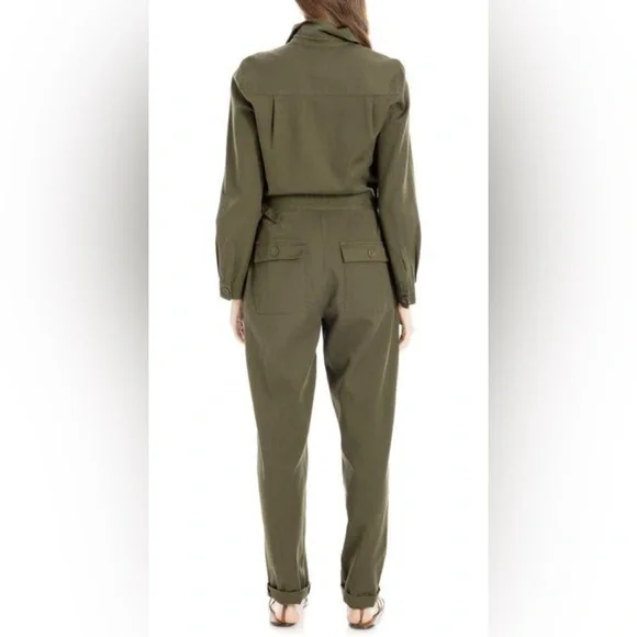 NWT [MAX STUDIO] Tab Sleeve Utility Jumpsuit in Olive, Women’s Size X-Small - Picture 5 of 8